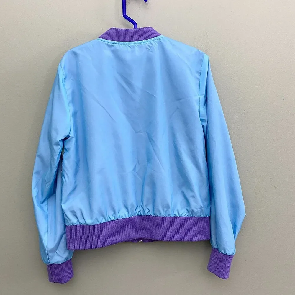 JoJo's Closet Satin Jacket Full Zip Jojo Siwa Girls 6/6X Blue Rainbow